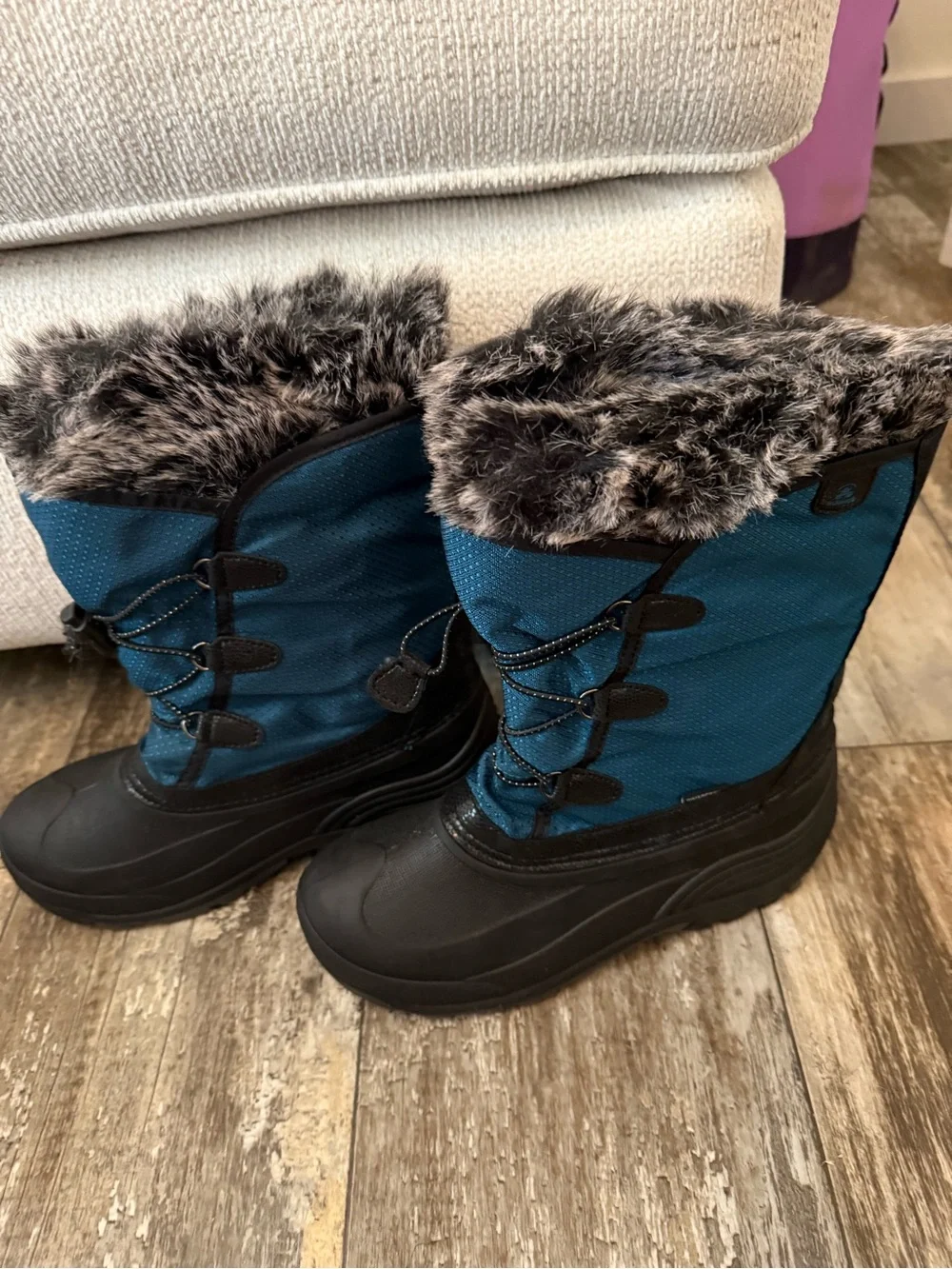 Kamik Kids Ink Blue Powdery Faux-Fur Winter Boots